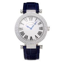 Frank Muller Master Square Diamond Case with White Dial Blue Leather Strap