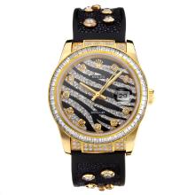 Rolex DateJust Automatic Yellow Gold Case with Black Dial Rubber Strap-Sapphire Glass