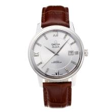 Omega De Ville with Silver Dial Leather Strap-Sapphire Glass