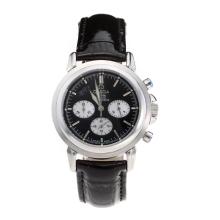 Omega De Ville Working Chronograph with Black Dial Leather Strap-Sapphire Glass