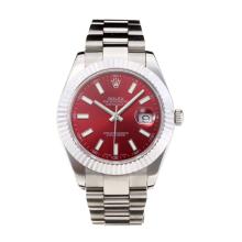 Rolex Date Just II Swiss ETA 2836 Movement with Red Dial S/S-Sapphire Glass-1