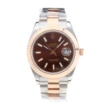 Rolex Date Just II Swiss ETA 2836 Movement Two Tone with Brown Dial Sapphire Glass