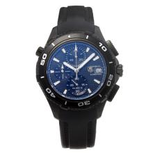 Tag Heuer Aquaracer Working Chronograph Black Bezel PVD Case with Black Dial Rubber Strap