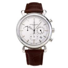Vacheron Constantin Working Chronograph with White Dial Leather Strap