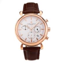 Vacheron Constantin Working Chronograph Rose Gold Case with White Dial Leather Strap