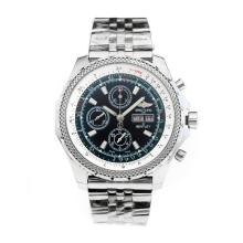 Breitling Bently Chronograph Asia Valjoux 7750 Movement with Black Dial S/S-Sapphire Glass