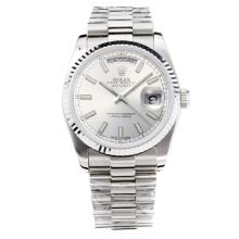 Rolex Day Date Automatic with Silver Dial S/S-Same Chassis as the Swiss Version
