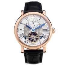 Cartier Classic Automatic Tourbillon Rose Gold Case with White Dial-Leather Strap