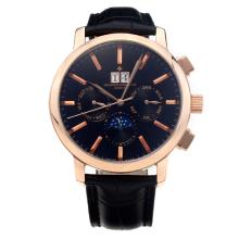 Vacheron Constantin Classic Automatic Rose Gold Case with Black Dial-Leather Strap