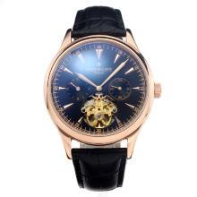Patek Philippe Classic Automatic Tourbillon Rose Gold Case with Black Dial-Leather Strap-2