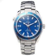 Omega Seamaster Working GMT Automatic Blue Bezel with Blue Dial S/S-18K Gold Plated Movement