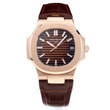 Patek Philippe Aquanaut Automatic Rose Gold Case with Brown Dial-Sapphire Glass