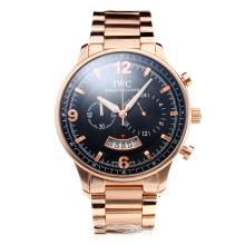 IWC Pilot Working Chronograph Full Rose Gold with Black Dial-2
