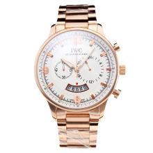 IWC Pilot Working Chronograph Full Rose Gold with White Dial-3