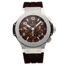 Hublot Big Bang Chronograph Asia Valjoux 7750 Movement with Brown Dial-Rubber Strap-Sapphire Glass