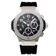 Hublot Big Bang Chronograph Asia Valjoux 4100 Movement with Black Dial-Rubber Strap-Sapphire Glass