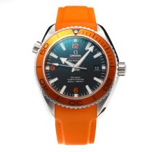 Omega Seamaster Swiss ETA 2836 Movement Orange Bezel with Black Dial-Rubber Strap-Sapphire Glass