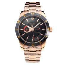 Rolex Automatic Black Bezel Full Rose Gold with Black Dial