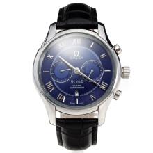 Omega De Ville Automatic with Blue Dial-Leather Strap-3