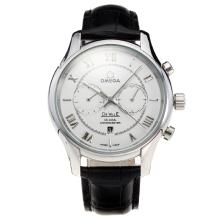 Omega De Ville Automatic with White Dial-Leather Strap-5