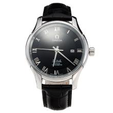 Omega De Ville Automatic with Black Dial-Leather Strap-3