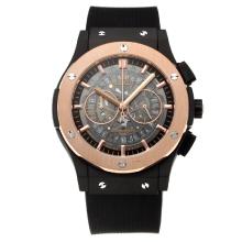 Hublot Big Bang Working Chronograph Rose Gold Bezel PVD Case with Gray Dial-Rubber Strap