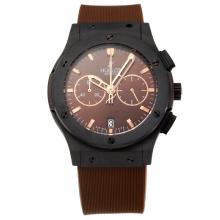 Hublot Big Bang Working Chronograph Black Ceramic Case with Brown Dial-Rubber Strap
