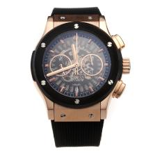 Hublot Big Bang Working Chronograph PVD Bezel Rose Gold Case with Gray Dial-Rubber Strap