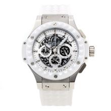 Hublot Big Bang Working Chronograph White Bezel with Black Dial-Rubber Strap