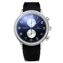 IWC Portuguese Working Chronograph with Black Dial-Rubber Strap-White Subdial