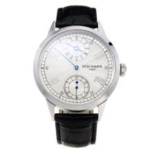 Patek Philippe Classic Unitas 6497 Movement with White Dial-Leather Strap