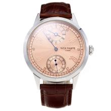 Patek Philippe Classic Unitas 6497 Movement with Champagne Dial-Leather Strap