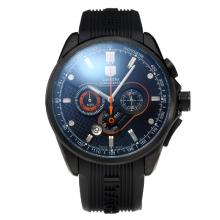 Tag Heuer Carrera Working Chronograph PVD Case with Black Dial-Rubber Strap-Orange Edition(Gift Box is Included)