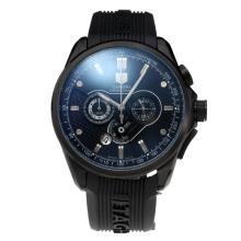 Tag Heuer Carrera Working Chronograph PVD Case with Black Dial-Rubber Strap-White Subdial