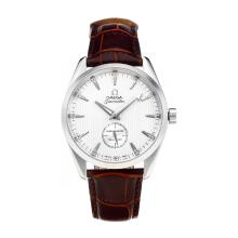 Omega Seamaster Automatic with White Dial-Leather Strap