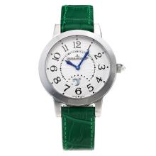 Jaeger-Lecoultre Rendez Vous with White Dial-Green Leather Strap