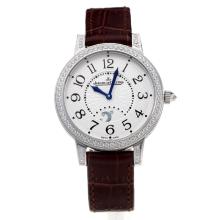 Jaeger-Lecoultre Rendez Vous Diamond Bezel with White Dial-Brown Leather Strap