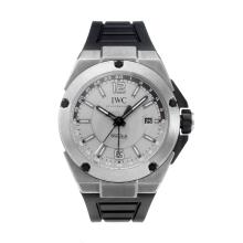 IWC InGenieur Swiss ETA 2836 Movement GMT with Silver Dial-Rubber Strap-Sapphire Glass