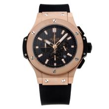 Hublot Big Bang Working Chronograph Rose Gold Case with Black Dial-Rubber Strap
