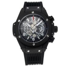 Hublot Big Bang Working Chronograph PVD Case with Black Dial-Rubber Strap-1