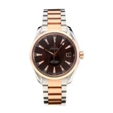 Omega Seamaster Swiss ETA 2836 Movement Two Tone with Brown Dial-Sapphire Glass