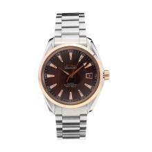 Omega Seamaster Swiss ETA 2836 Movement Two Tone Case with Brown Dial S/S-Sapphire Glass
