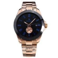 Rolex Automatic Ceramic Bezel Full Rose Gold Blue Markers with Black Dial