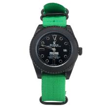 Rolex Submariner Stealth Automatic PVD Case with Black Dial-Green Nylon Strap