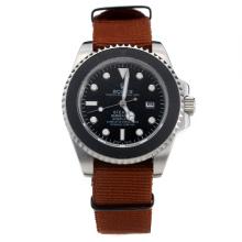 Rolex Submariner Stealth Automatic with Black Dial-Brown Nylon Strap