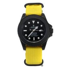 Rolex Submariner Stealth Automatic PVD Case with Black Dial-Yellow Nylon Strap
