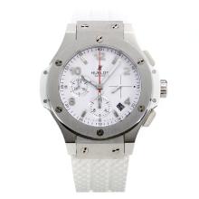 Hublot Big Bang Chronograph Asia Valjoux 7750 Movement with White Dial-Rubber Strap