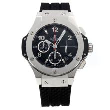 Hublot Big Bang Chronograph Asia Valjoux 7750 Movement with Black Dial-Rubber Strap