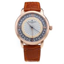 Vacheron Constantin Rose Gold Case with MOP Dial-Leather Strap-1