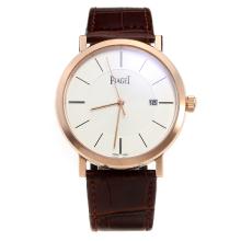 Piaget Altiplano Rose Gold Case with White Dial-Leather Strap-1
